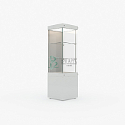 Витрина экспозиционная вертикальная пристенная со световым блоком на тумбе